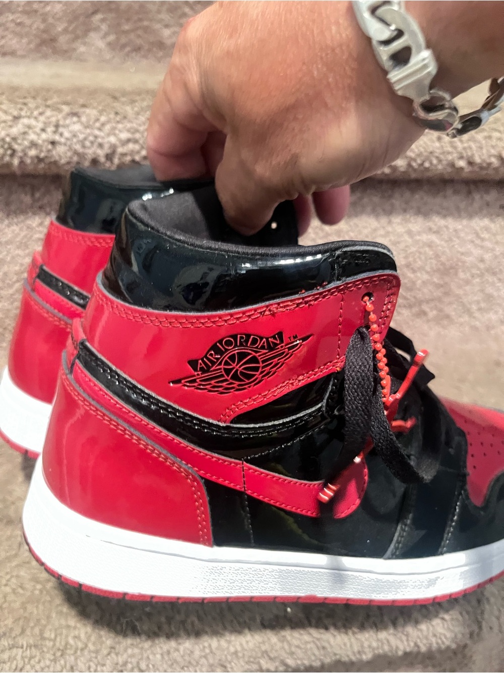 Like new Men's Jordans size 9 High-Top Basketball Sneakers - Black & Red - Picture 2 of 9